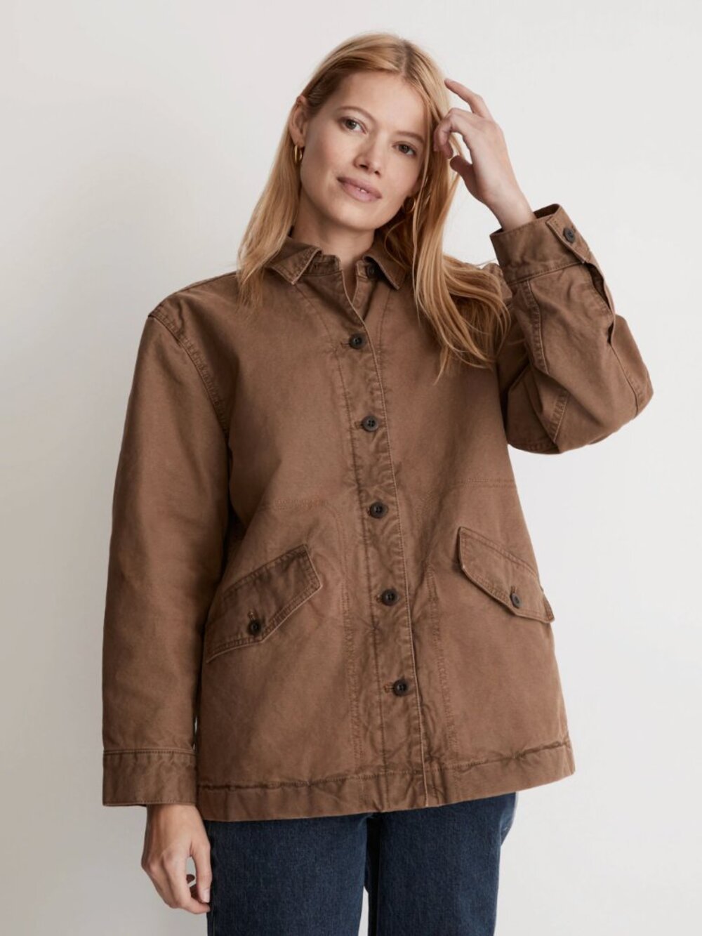 Madewell Garment-Dyed Crockett Canvas Jacket in Weathered Walnut